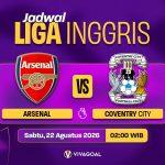 Arsenal vs Coventry City: Prediksi, Jadwal dan Link Live Streaming